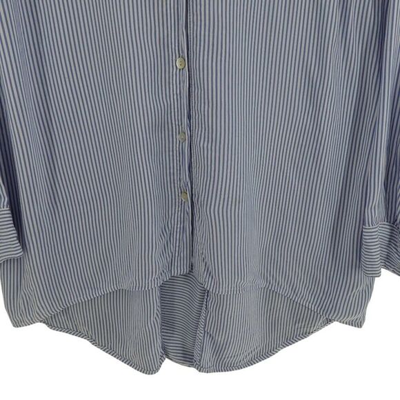 Chico's Blue Striped High-Low Long Sleeve Tunic Shirt - Picture 6 of 14